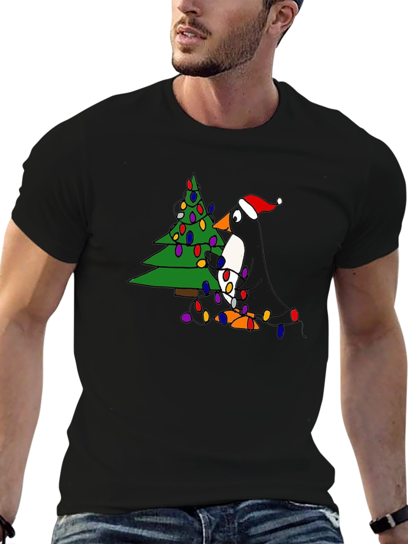 Festive Penguin Christmas Tree T-Shirt