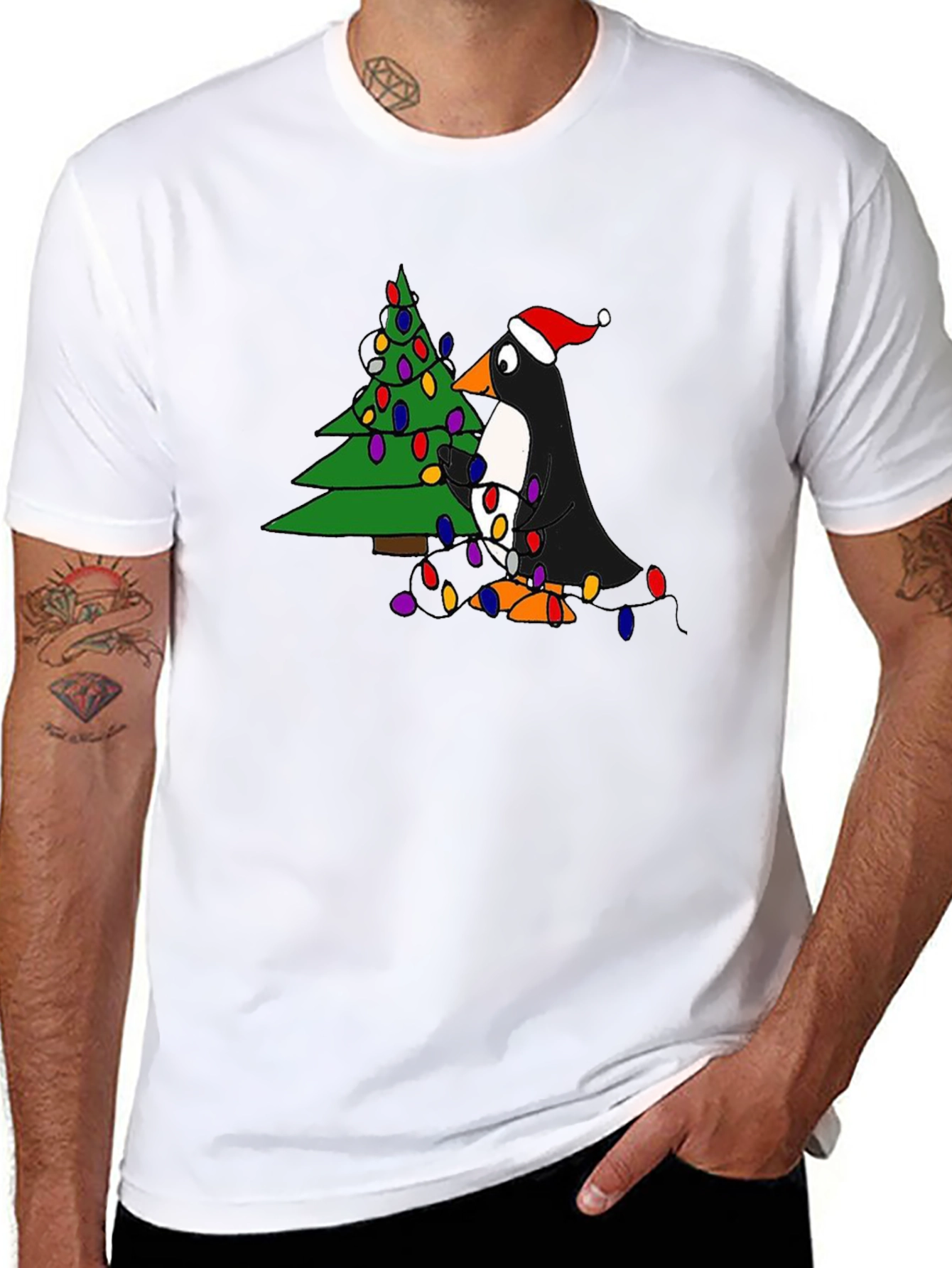 Festive Penguin Christmas Tree T-Shirt