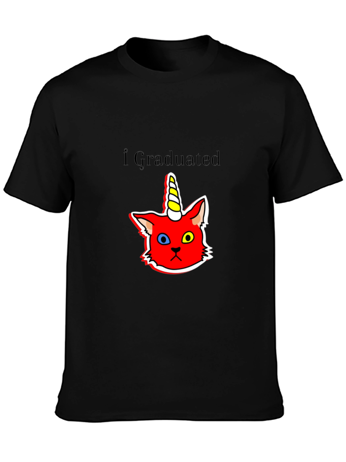 Graduated Unicorn Cat Black T-Shirt