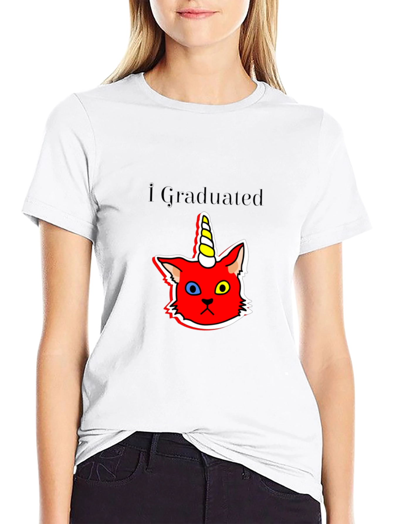 Graduated Unicorn Cat Black T-Shirt