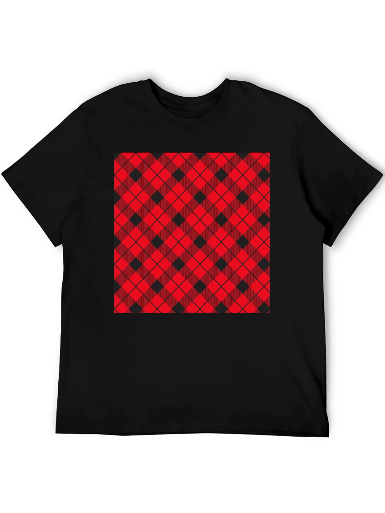 Plaid Patch Black Tee