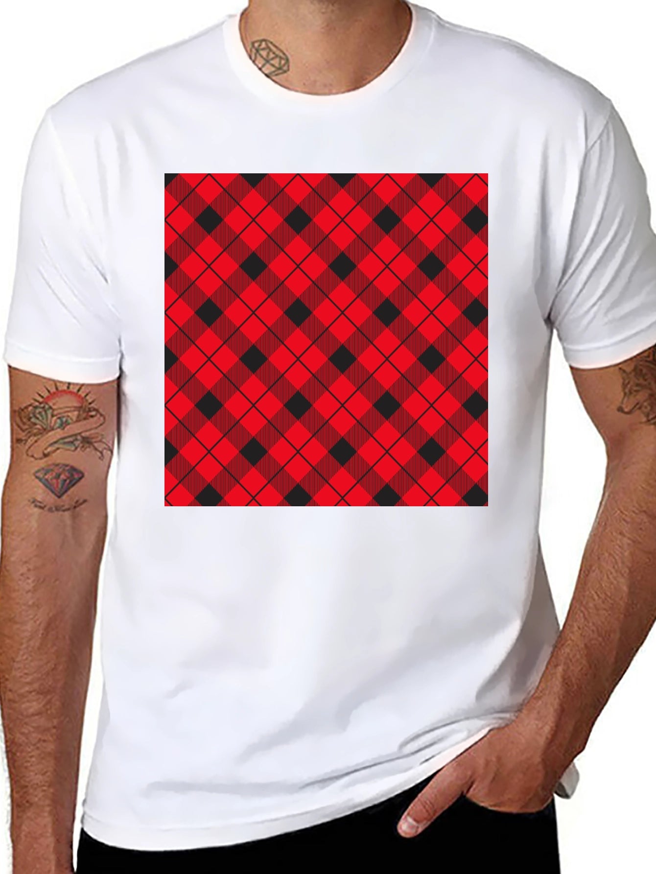 Plaid Patch Black Tee
