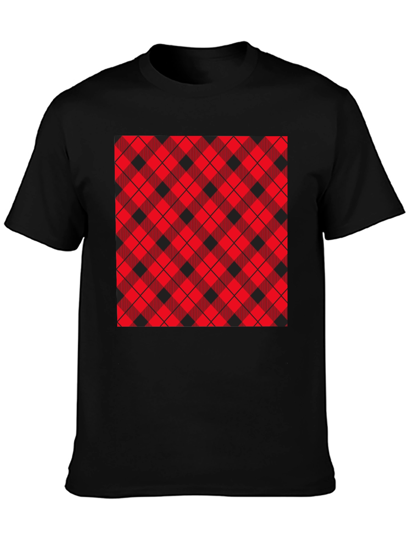 Plaid Patch Black Tee