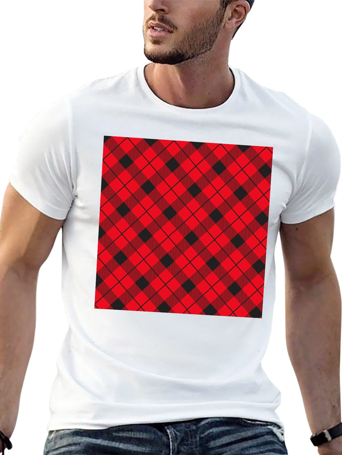 Plaid Patch Black Tee