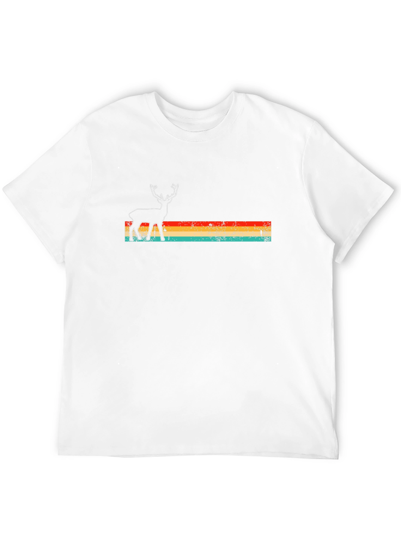 Retro Deer Graphic Tee - Black Crew Neck T-Shirt