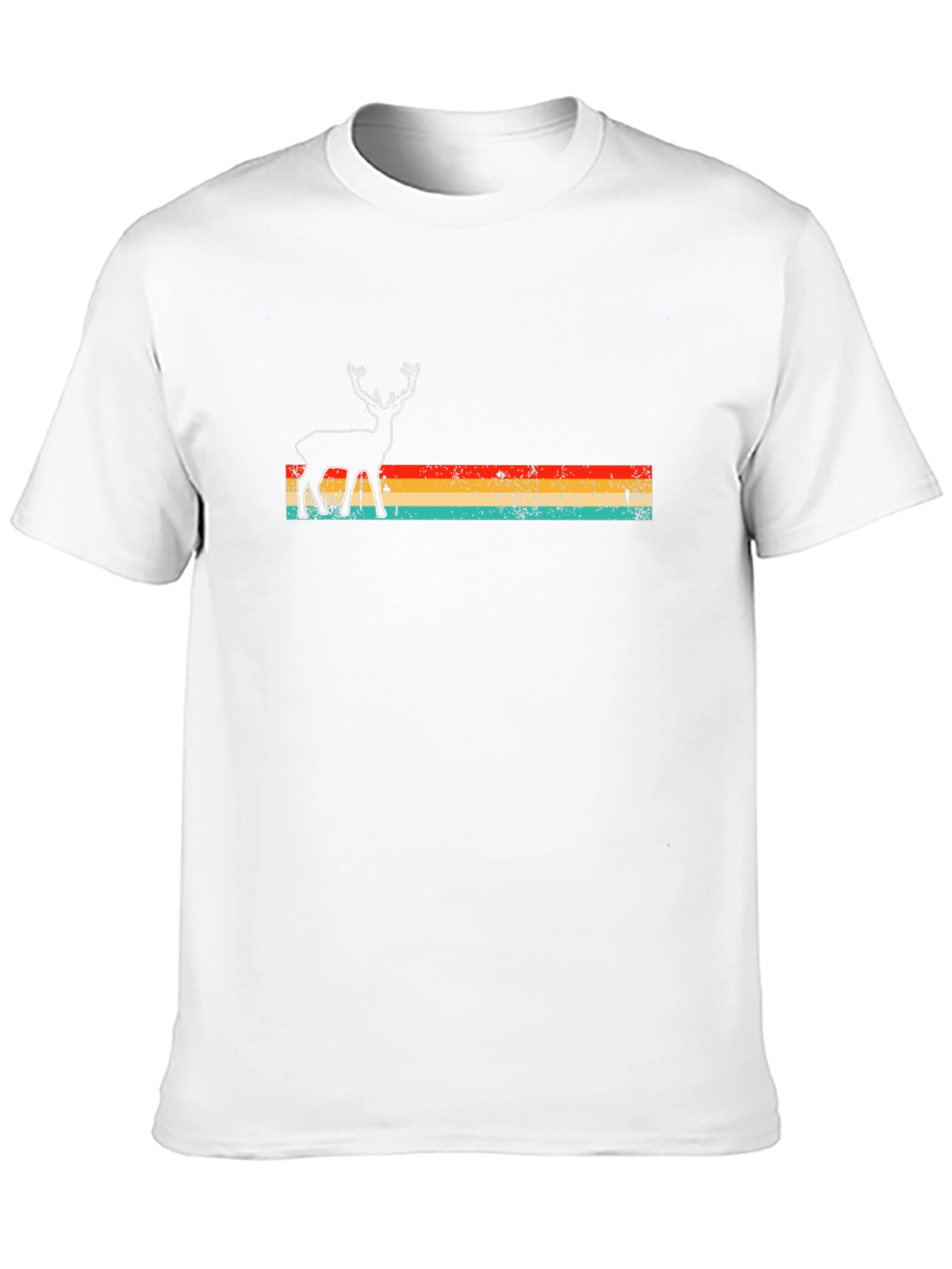 Retro Deer Graphic Tee - Black Crew Neck T-Shirt