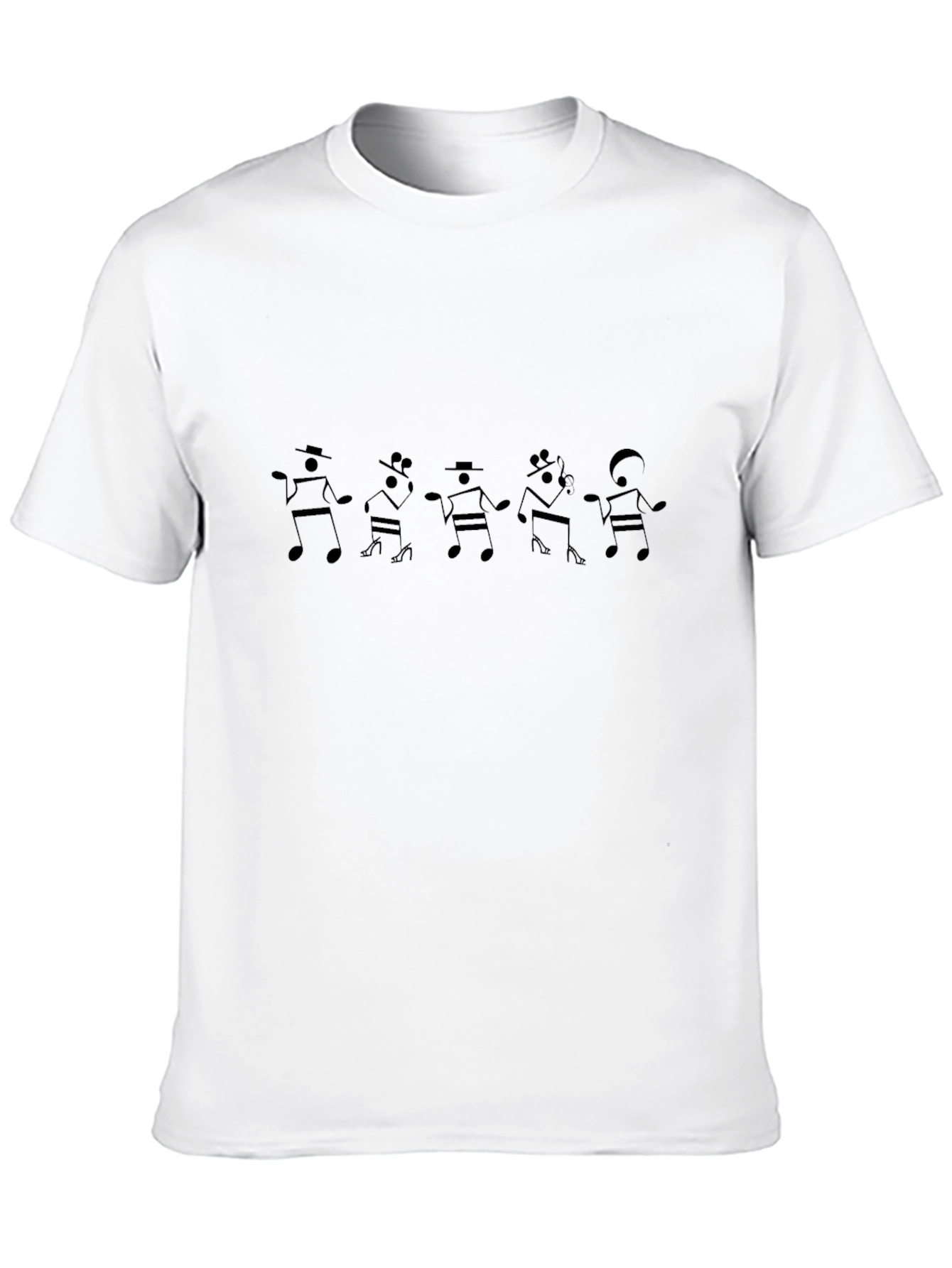 Music Note Dancing Tee - Black Cotton T-Shirt