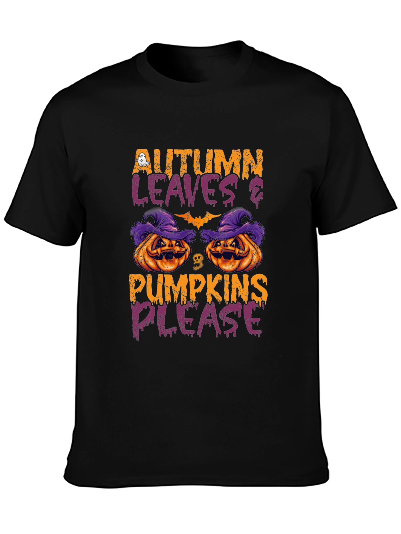 Autumn Leaves & Pumpkins Please Halloween T-Shirt