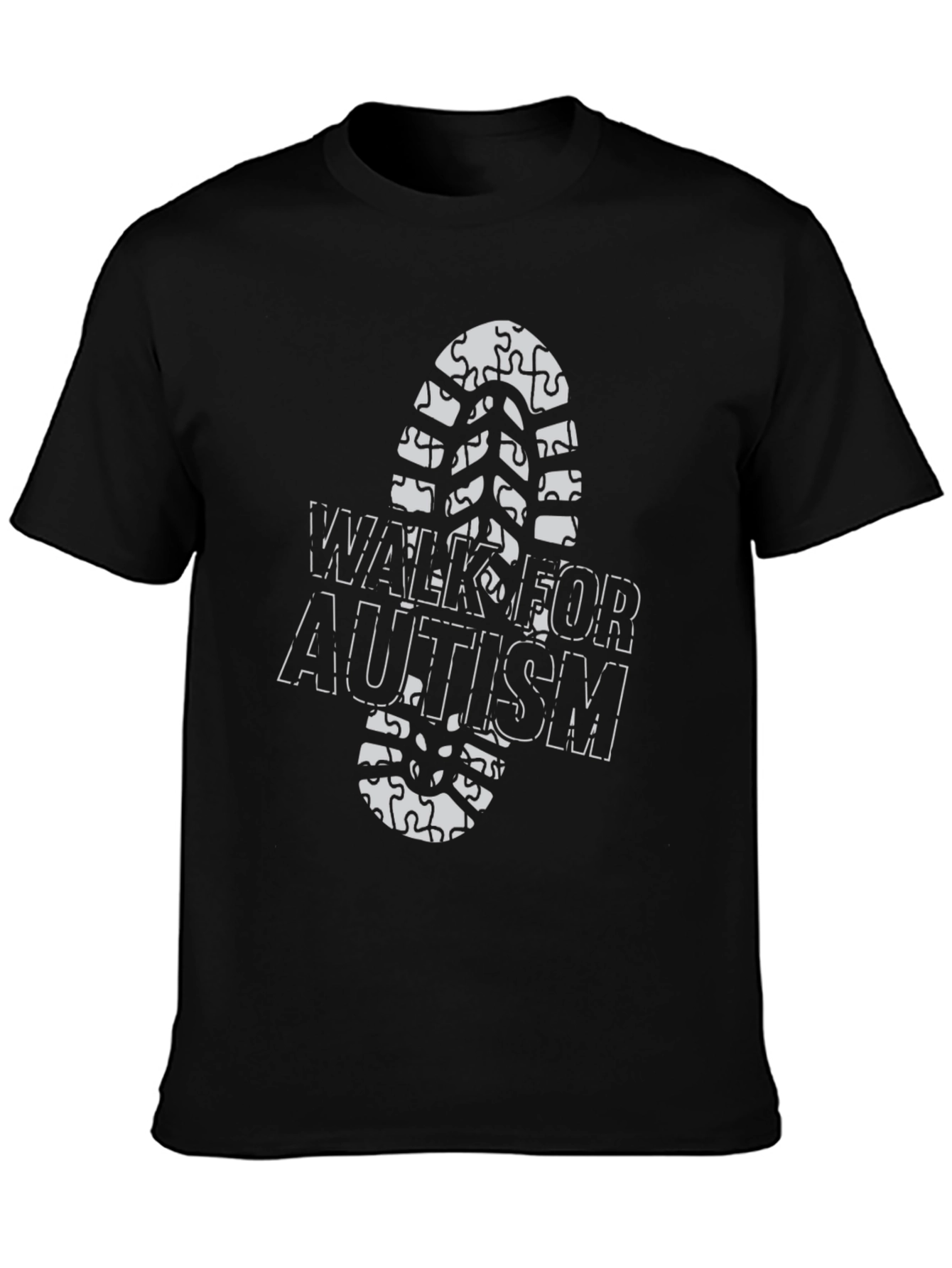 Walk for Autism T-Shirt - Puzzle Footprint Design