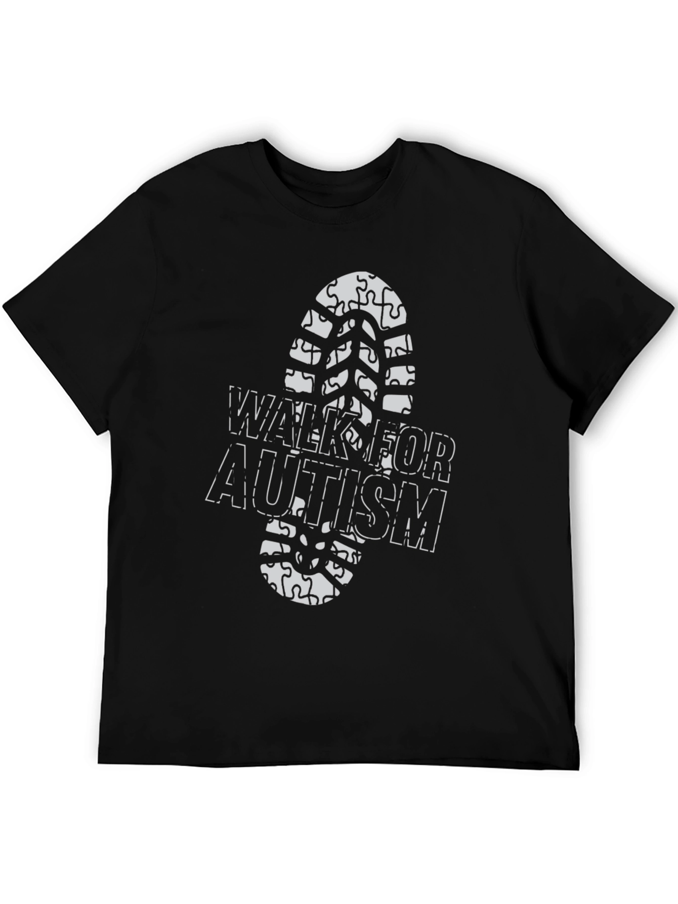 Walk for Autism T-Shirt - Puzzle Footprint Design