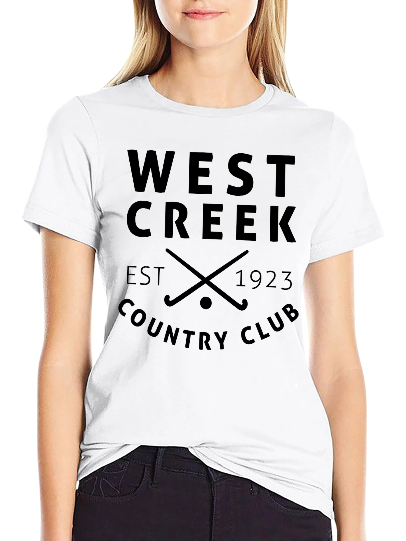 West Creek Country Club T-Shirt Black Cotton