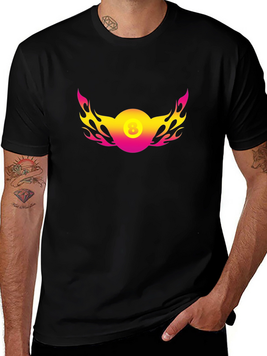 8 Ball Flame Graphic Black T-Shirt