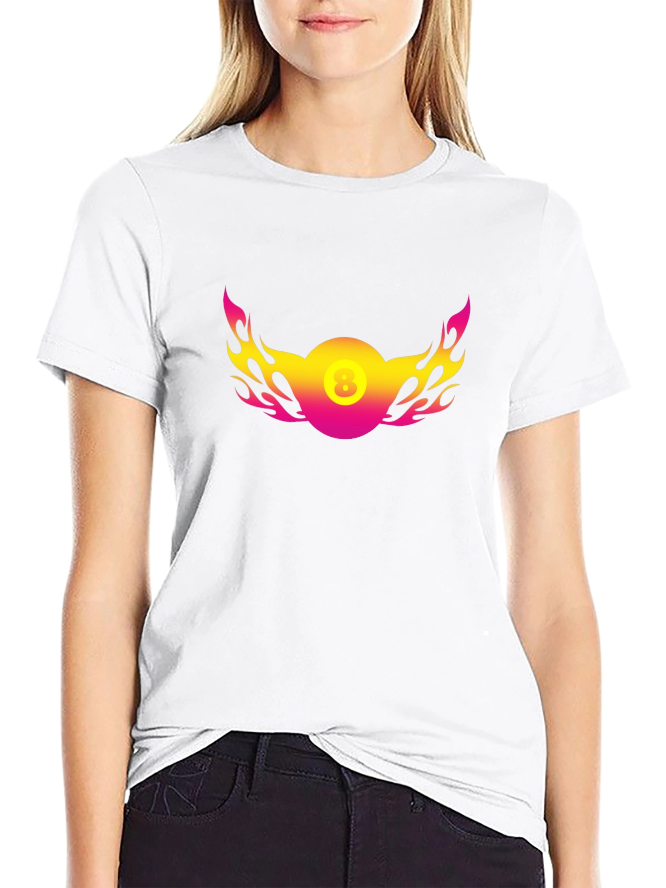 8 Ball Flame Graphic Black T-Shirt
