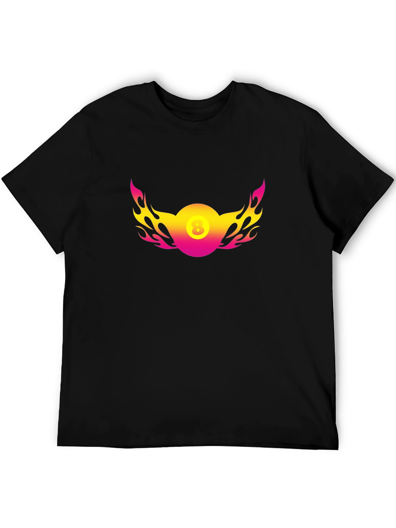 8 Ball Flame Graphic Black T-Shirt