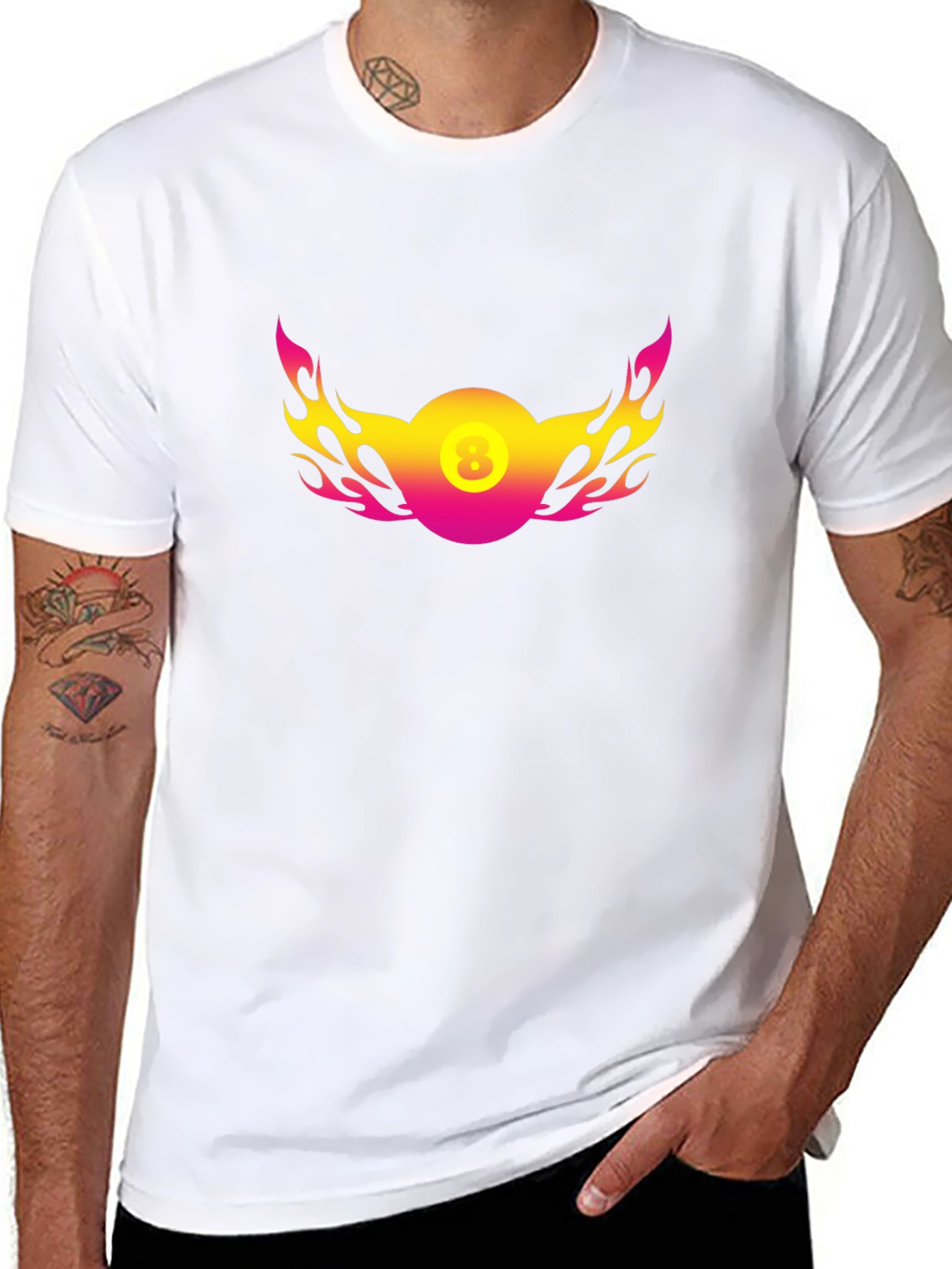 8 Ball Flame Graphic Black T-Shirt