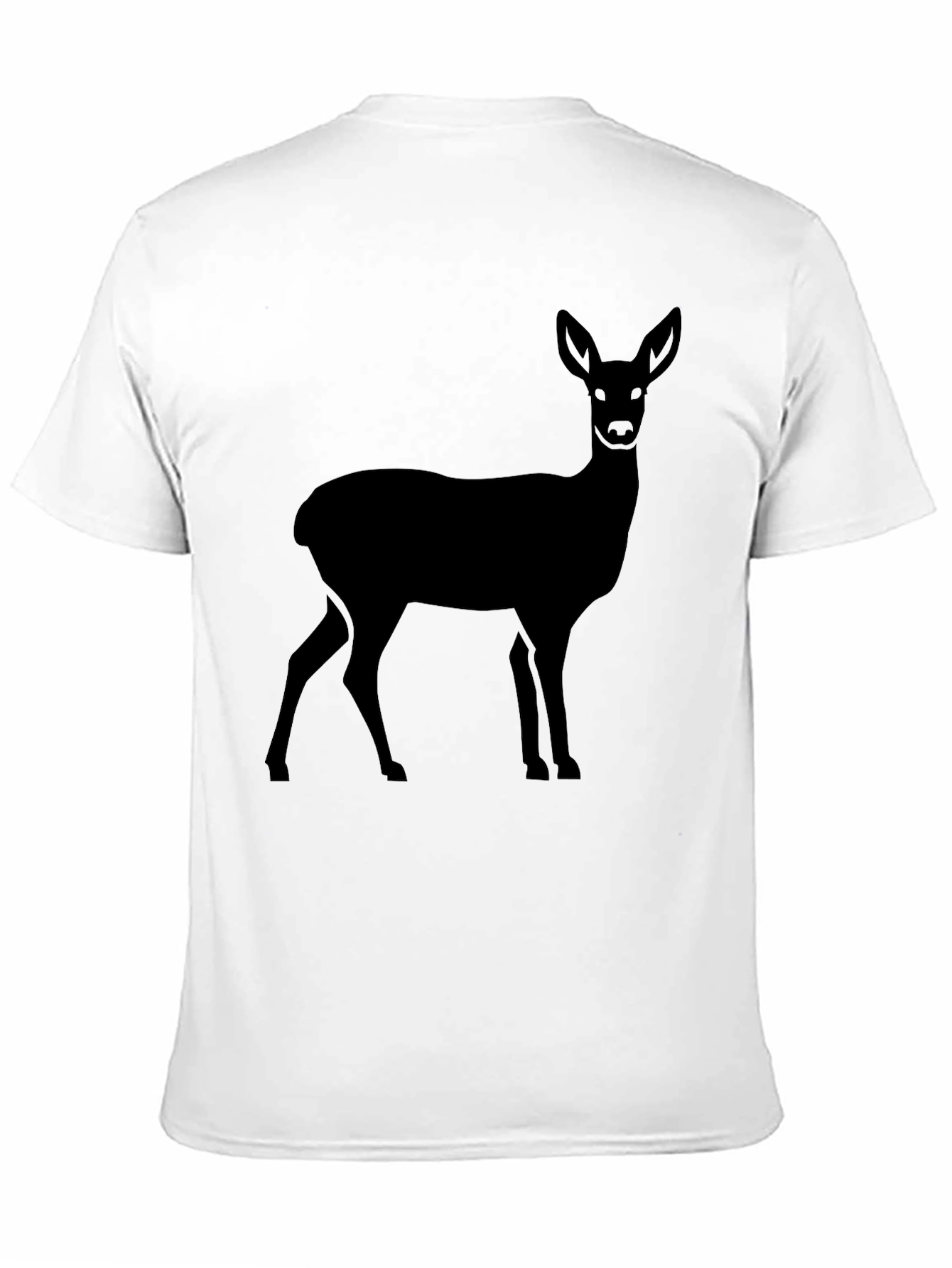 Deer Silhouette Graphic Tee - Black Cotton Casual Shirt