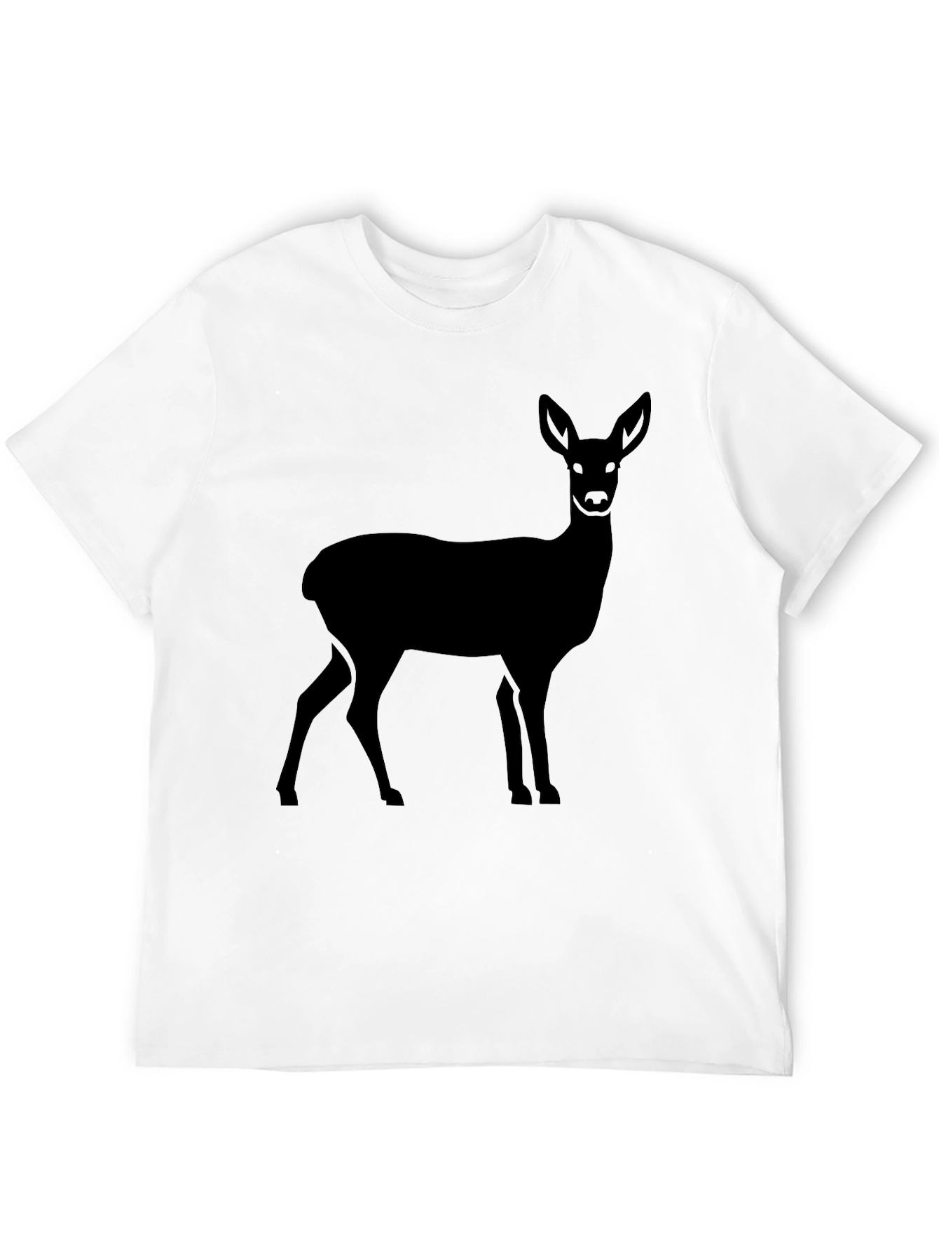 Deer Silhouette Graphic Tee - Black Cotton Casual Shirt