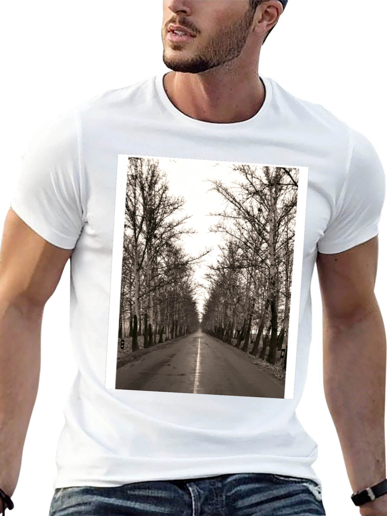 Road Through Trees Graphic T-Shirt - Black