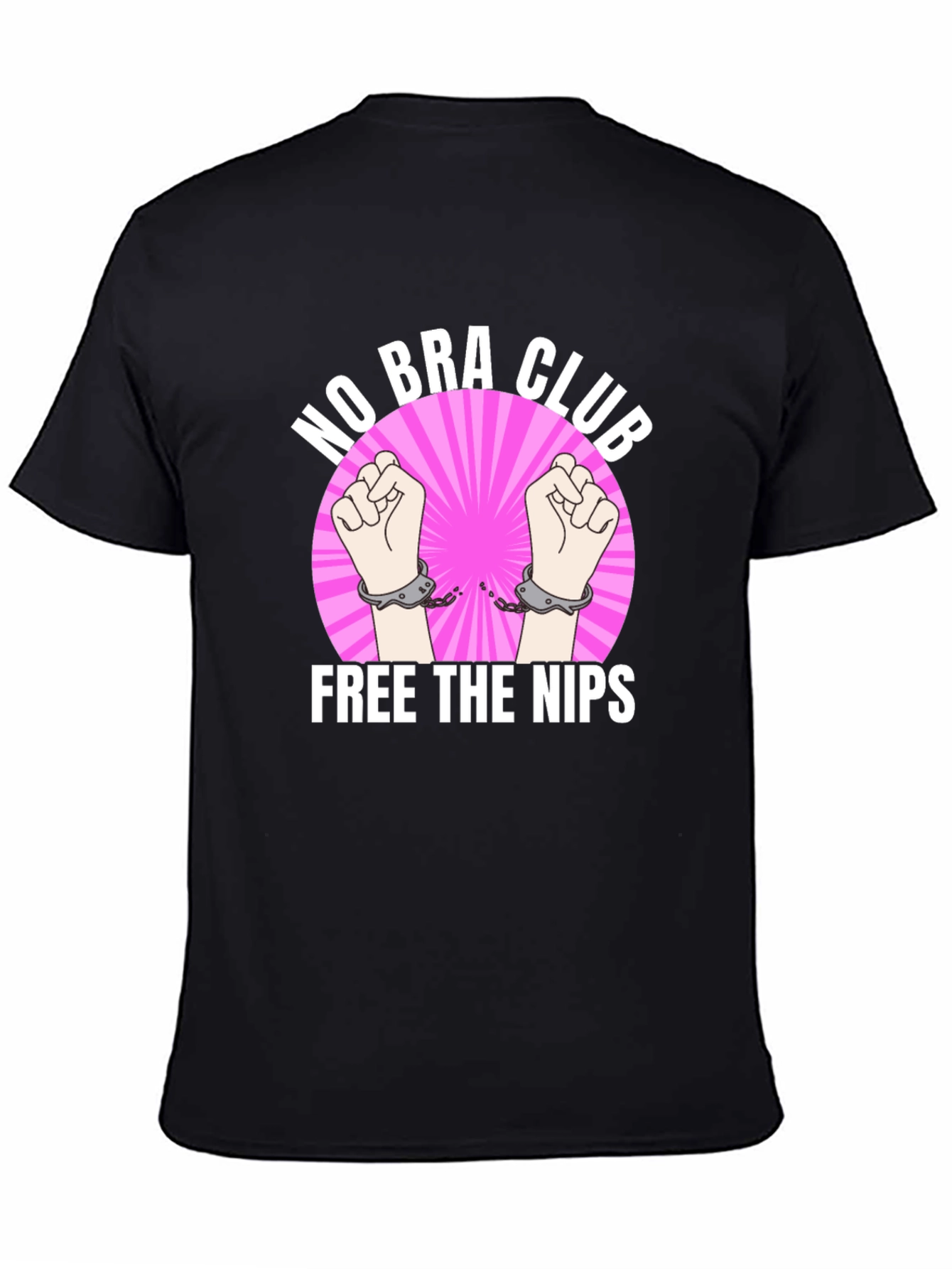 No Bra Club: Free the Nips Black Graphic T-Shirt