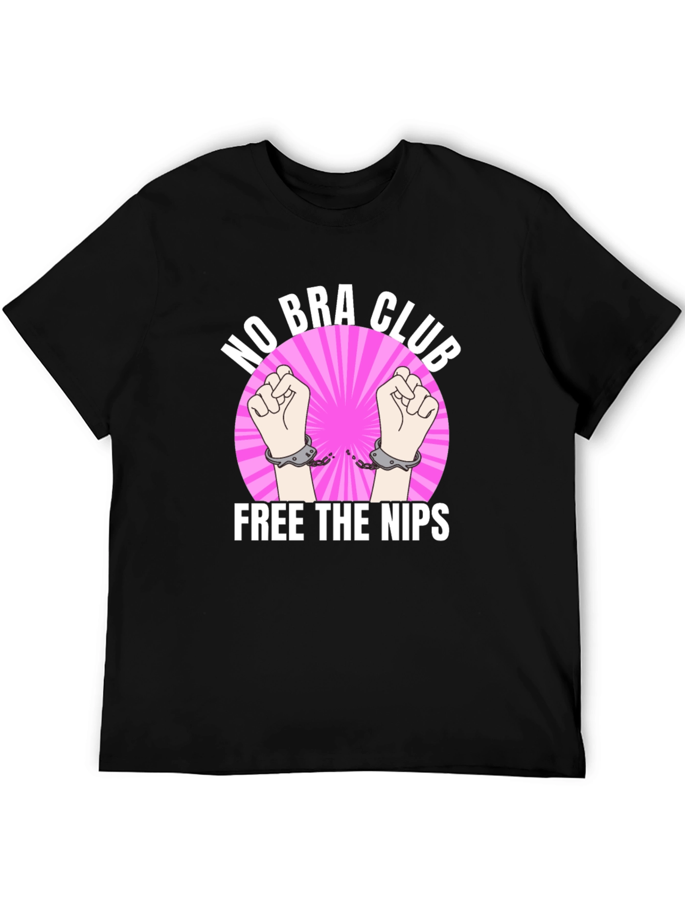 No Bra Club: Free the Nips Black Graphic T-Shirt