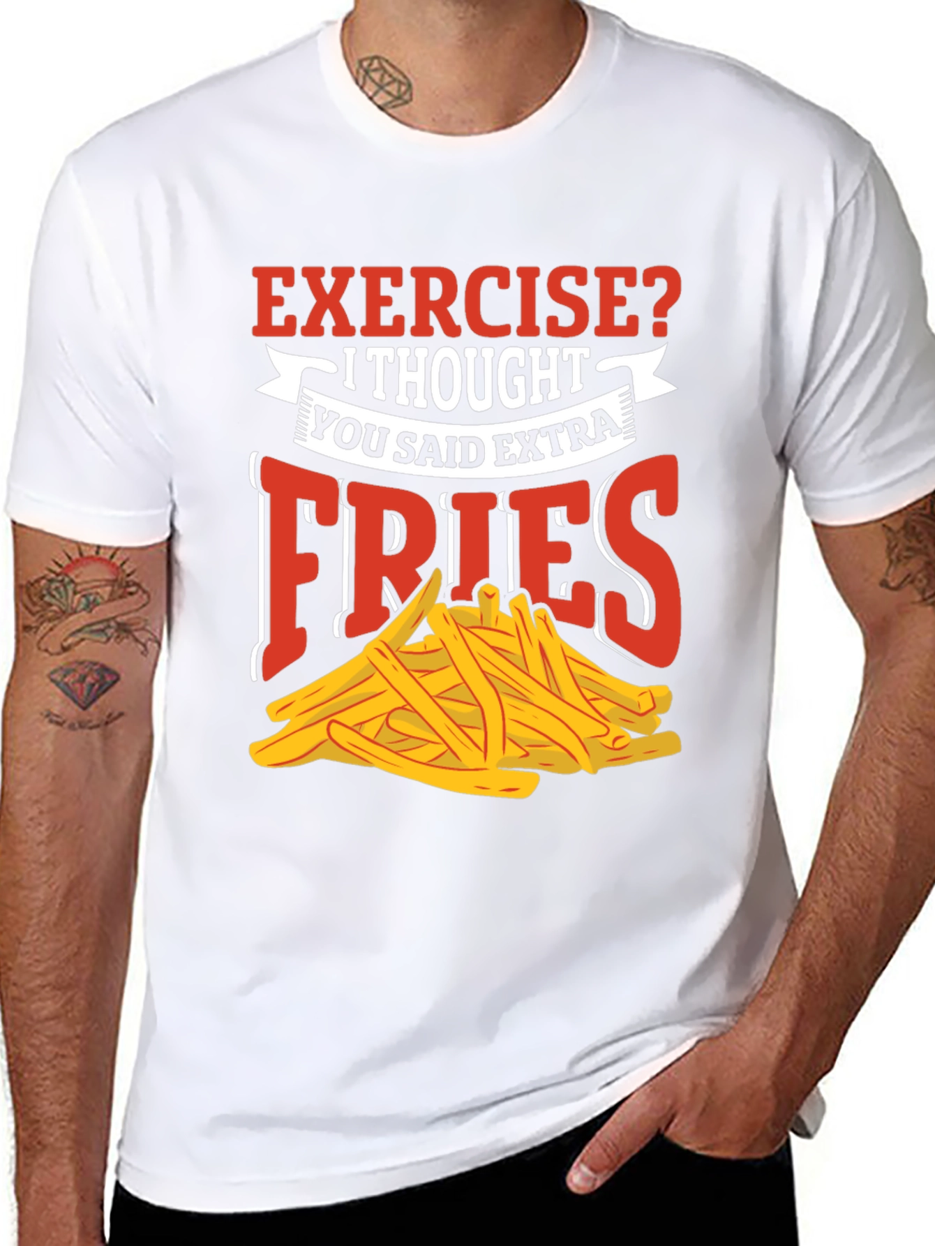 Exercise? Extra Fries T-Shirt - Funny Foodie Tee