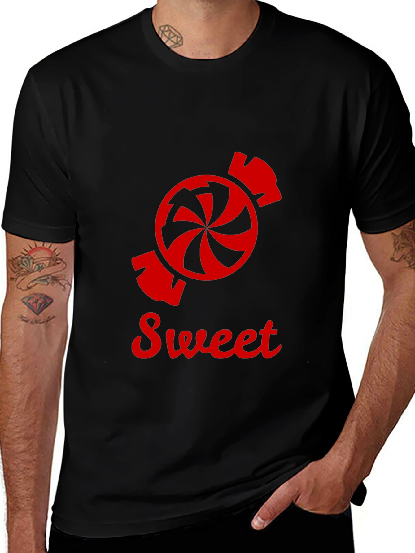 Sweet Candy Graphic Tee - Black Cotton T-Shirt