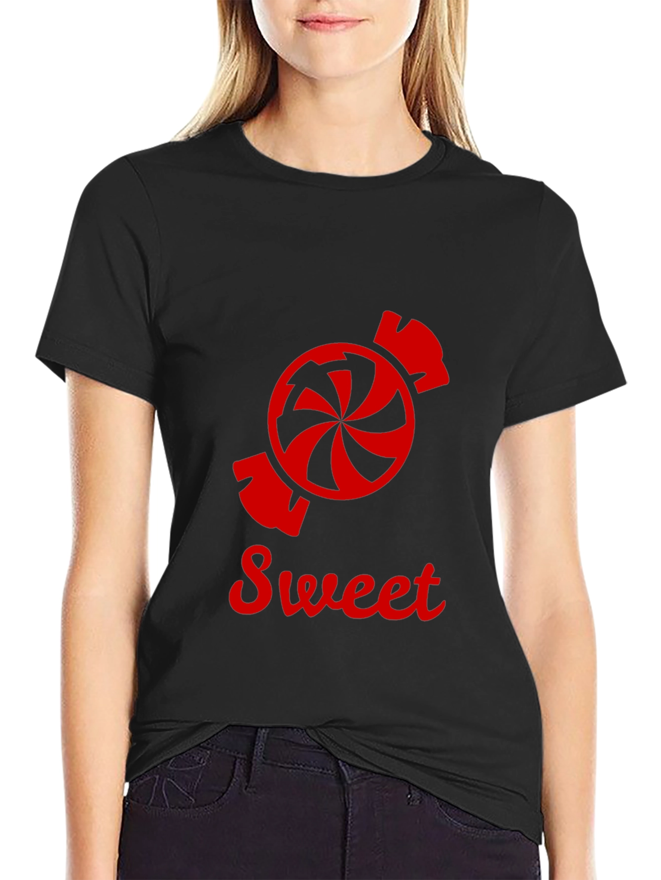 Sweet Candy Graphic Tee - Black Cotton T-Shirt