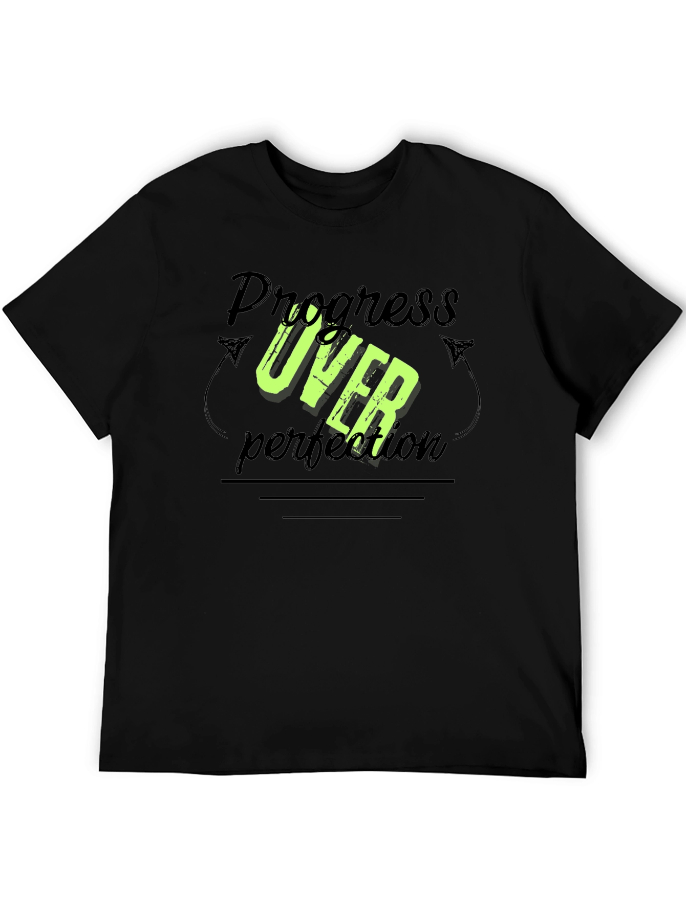 Progress Over Perfection Black T-Shirt
