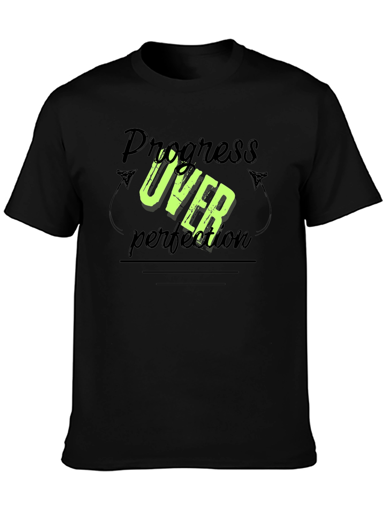 Progress Over Perfection Black T-Shirt
