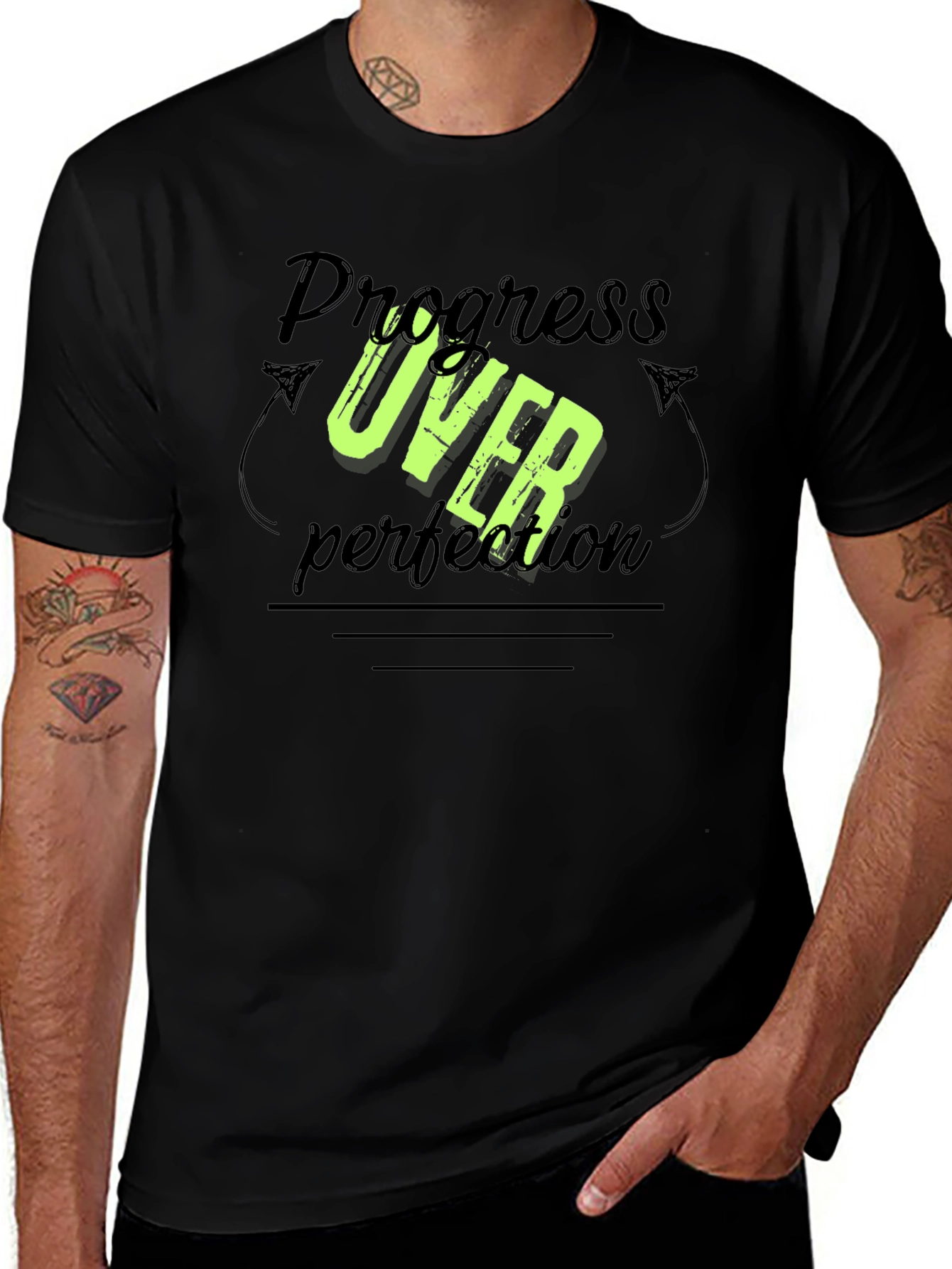 Progress Over Perfection Black T-Shirt