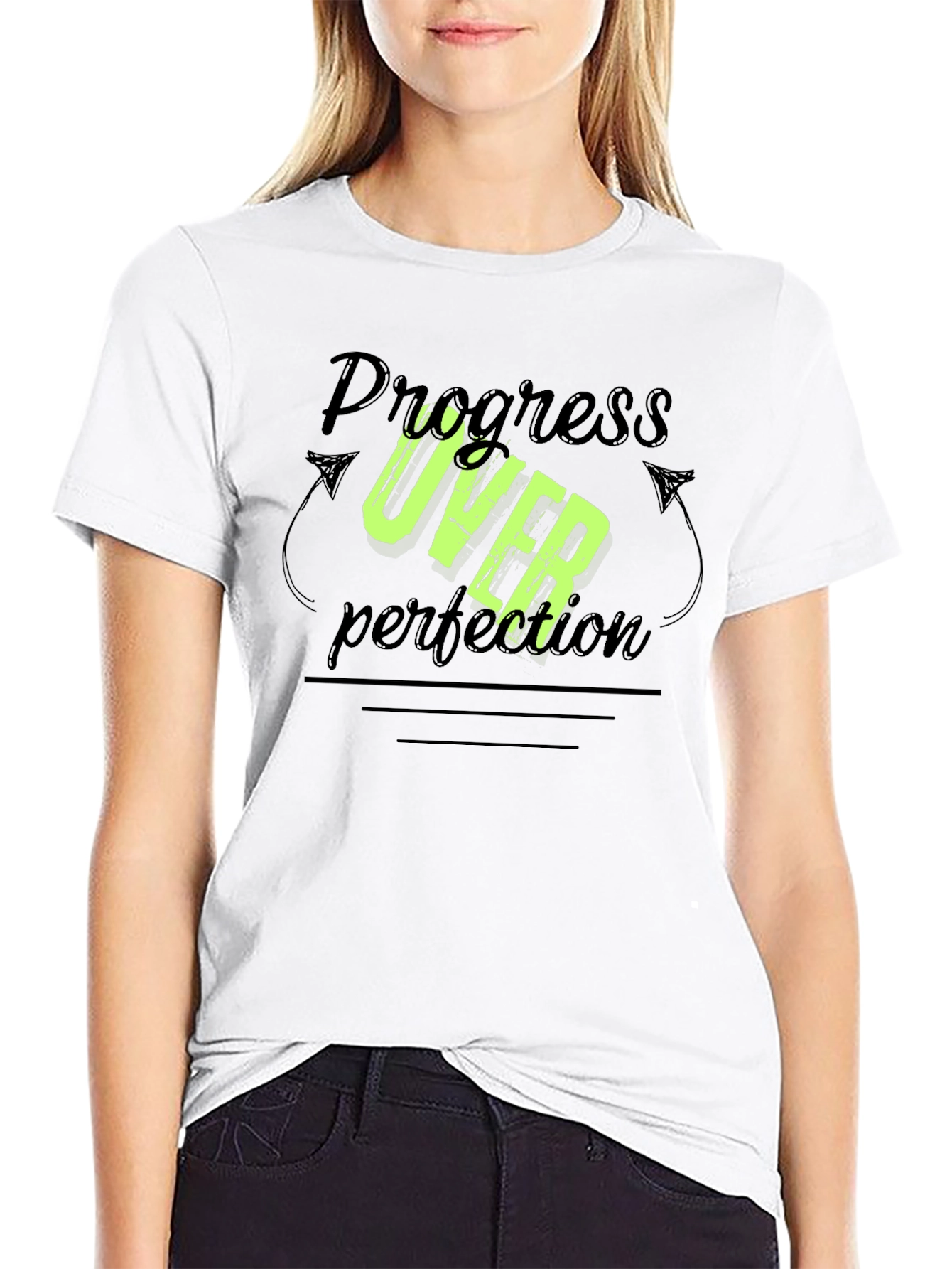 Progress Over Perfection Black T-Shirt