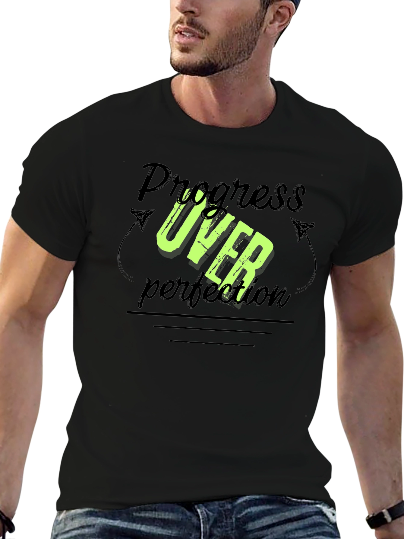 Progress Over Perfection Black T-Shirt