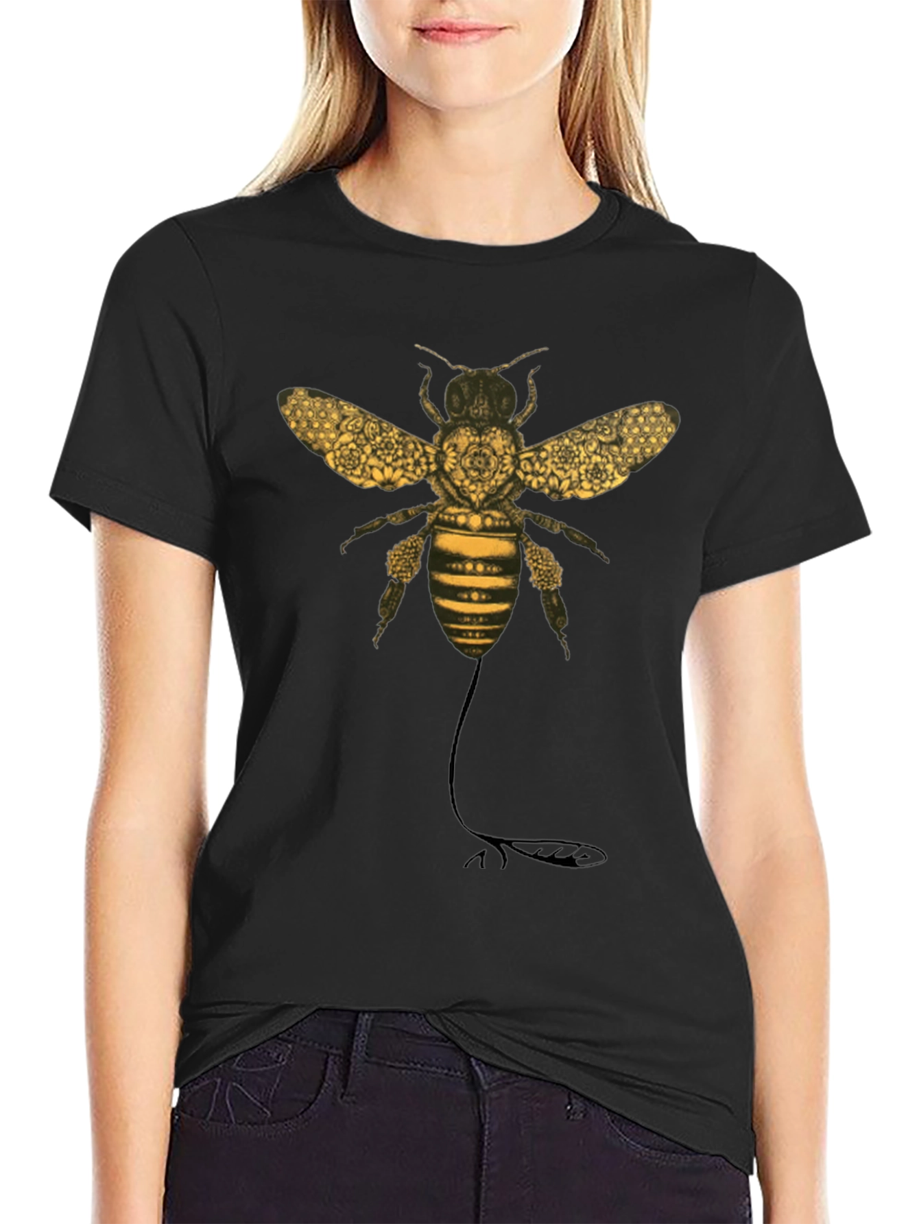 Bee Graphic T-Shirt - Black Cotton Blend