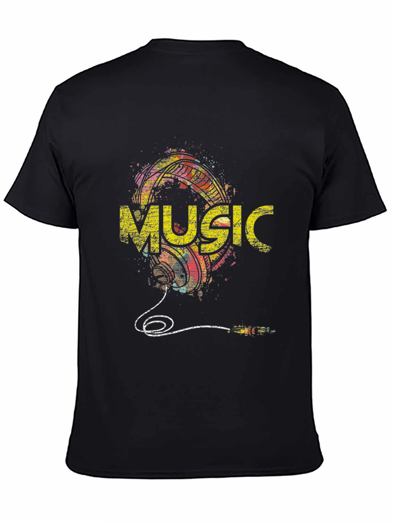 Music Graphic Print Mens Black T-Shirt