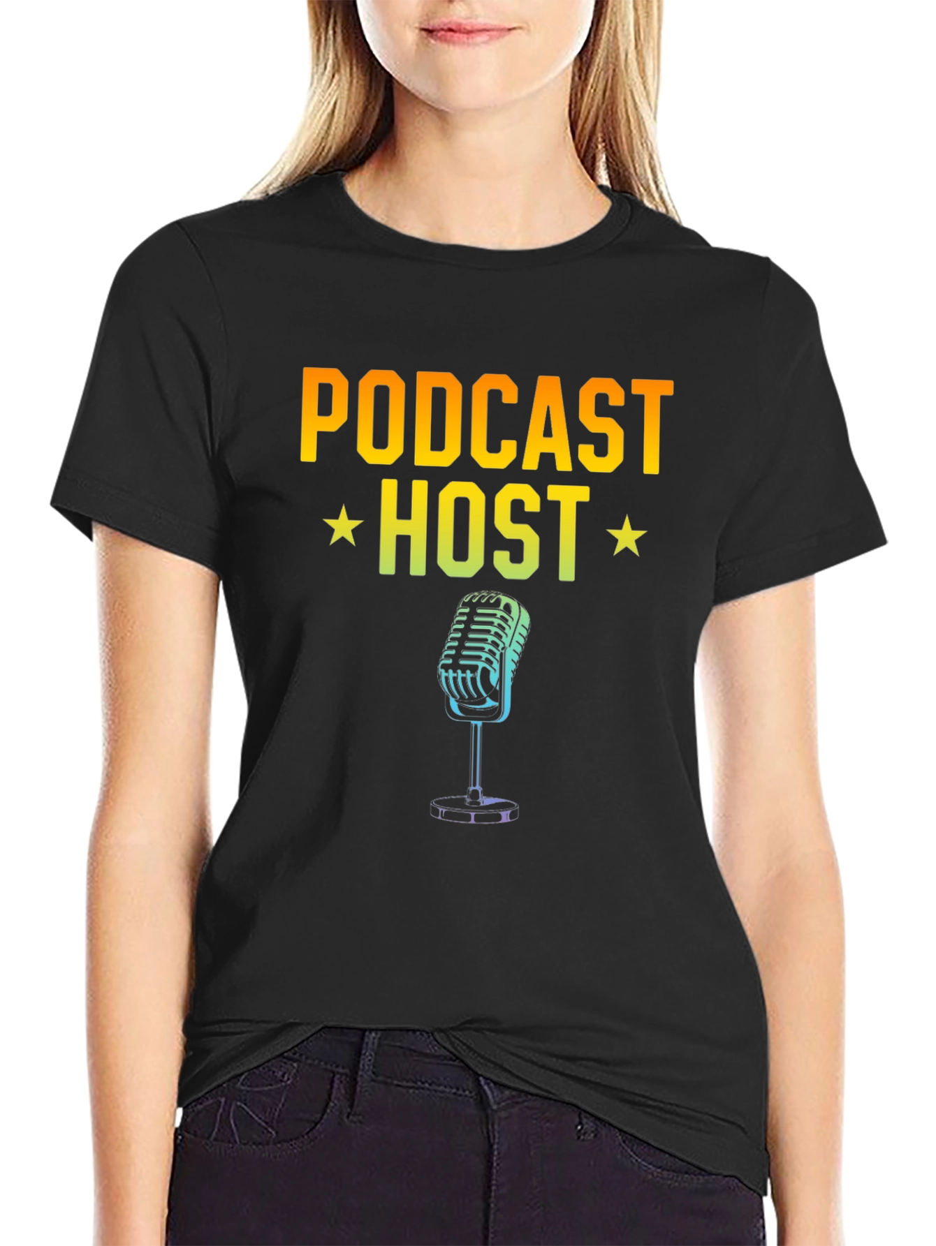 Podcast Host Graphic T-Shirt - Black
