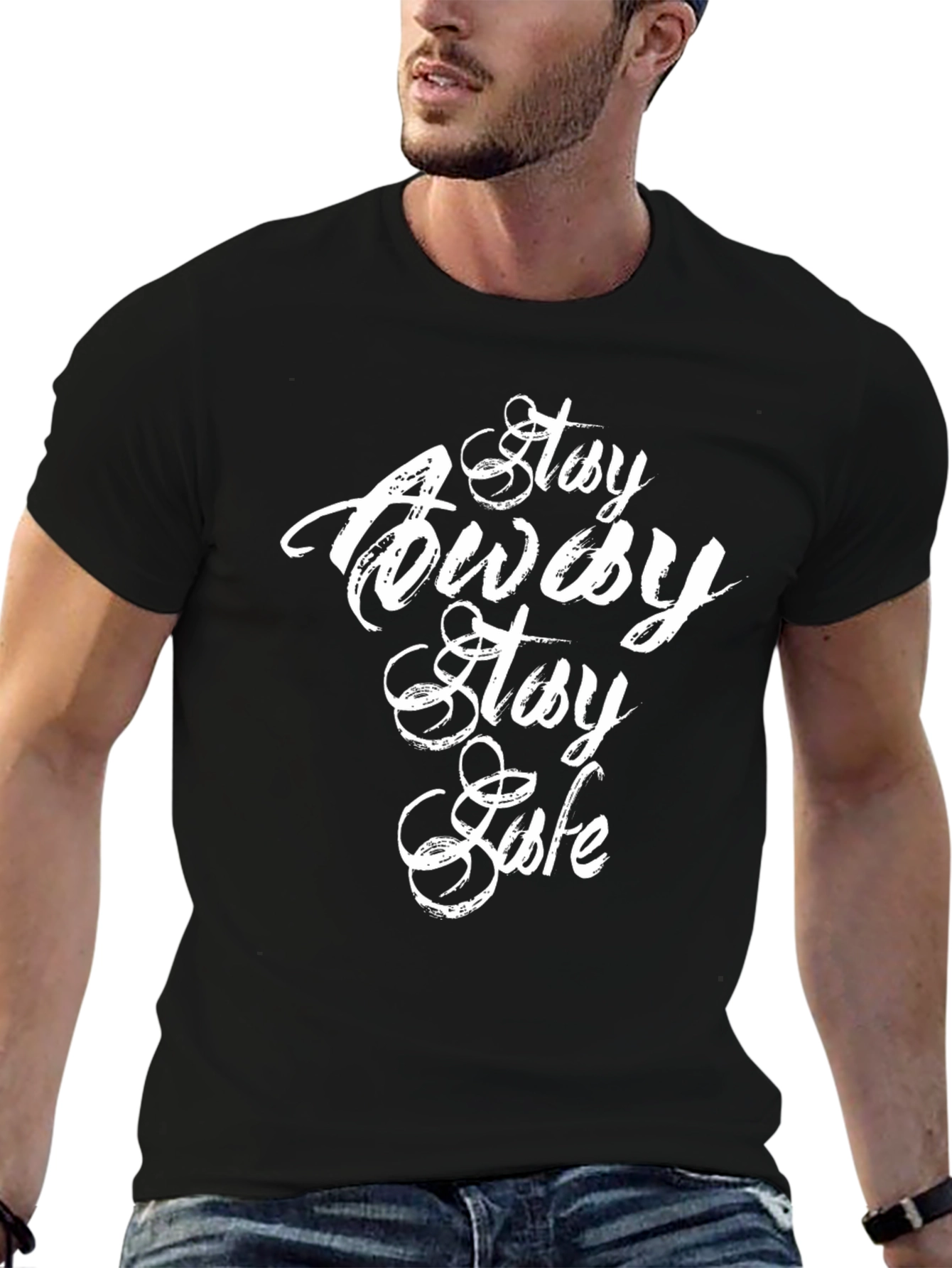 Stay Away Stay Safe Black Graphic Tee