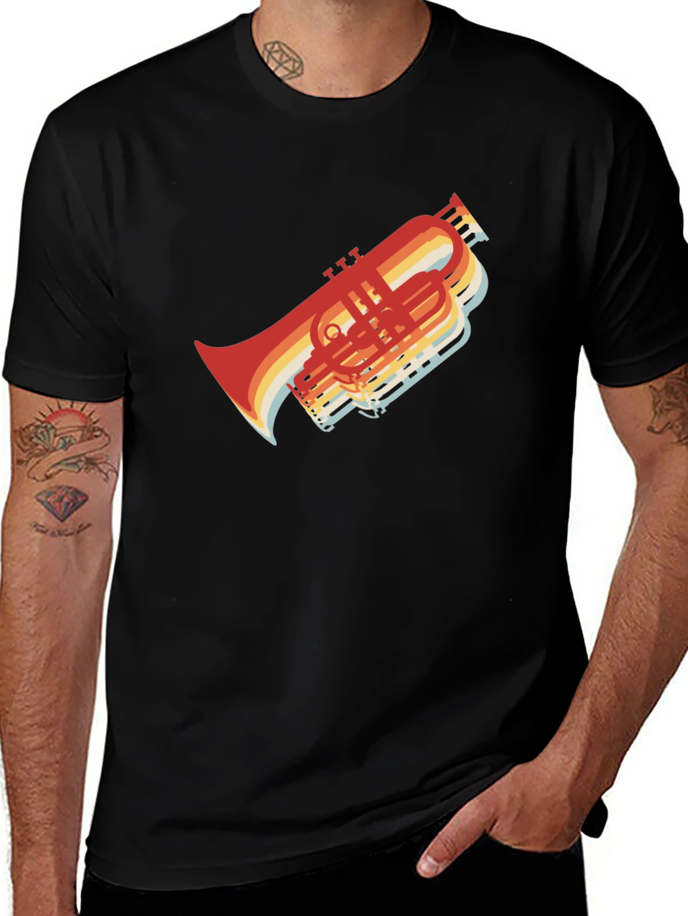 Retro Trombone T-Shirt - Musicians Style