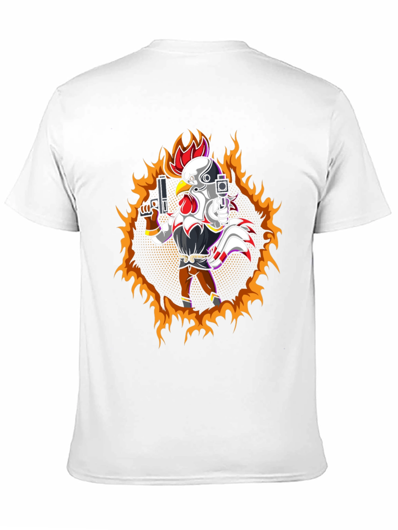 Fiery Chicken T-Shirt - Tactical Rooster Design