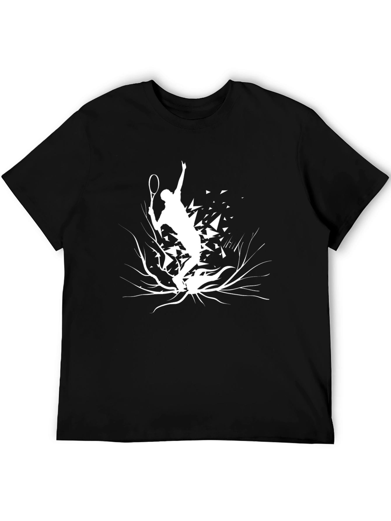 Tennis Player Graphic T-Shirt - Black Cotton Tee