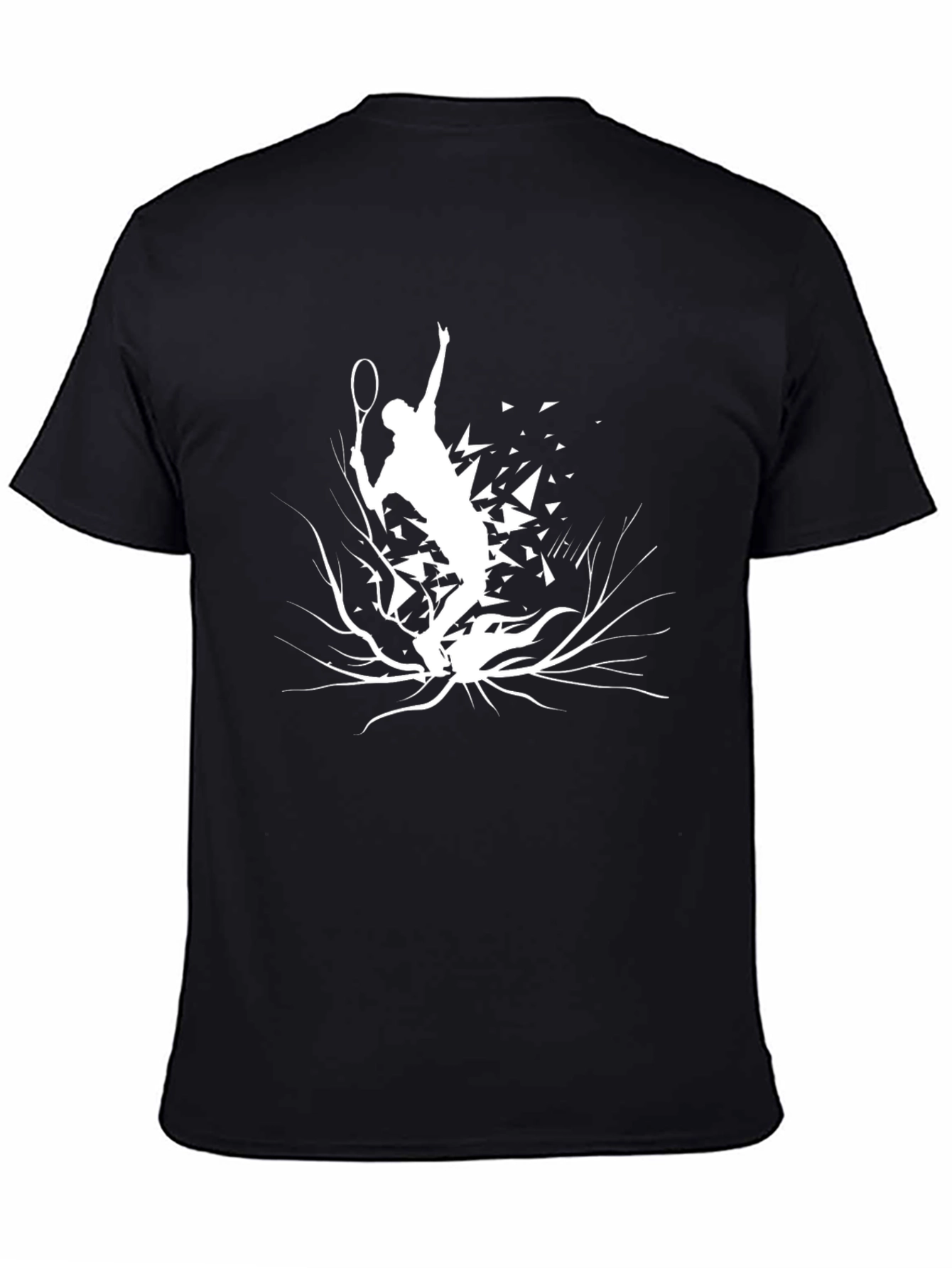 Tennis Player Graphic T-Shirt - Black Cotton Tee