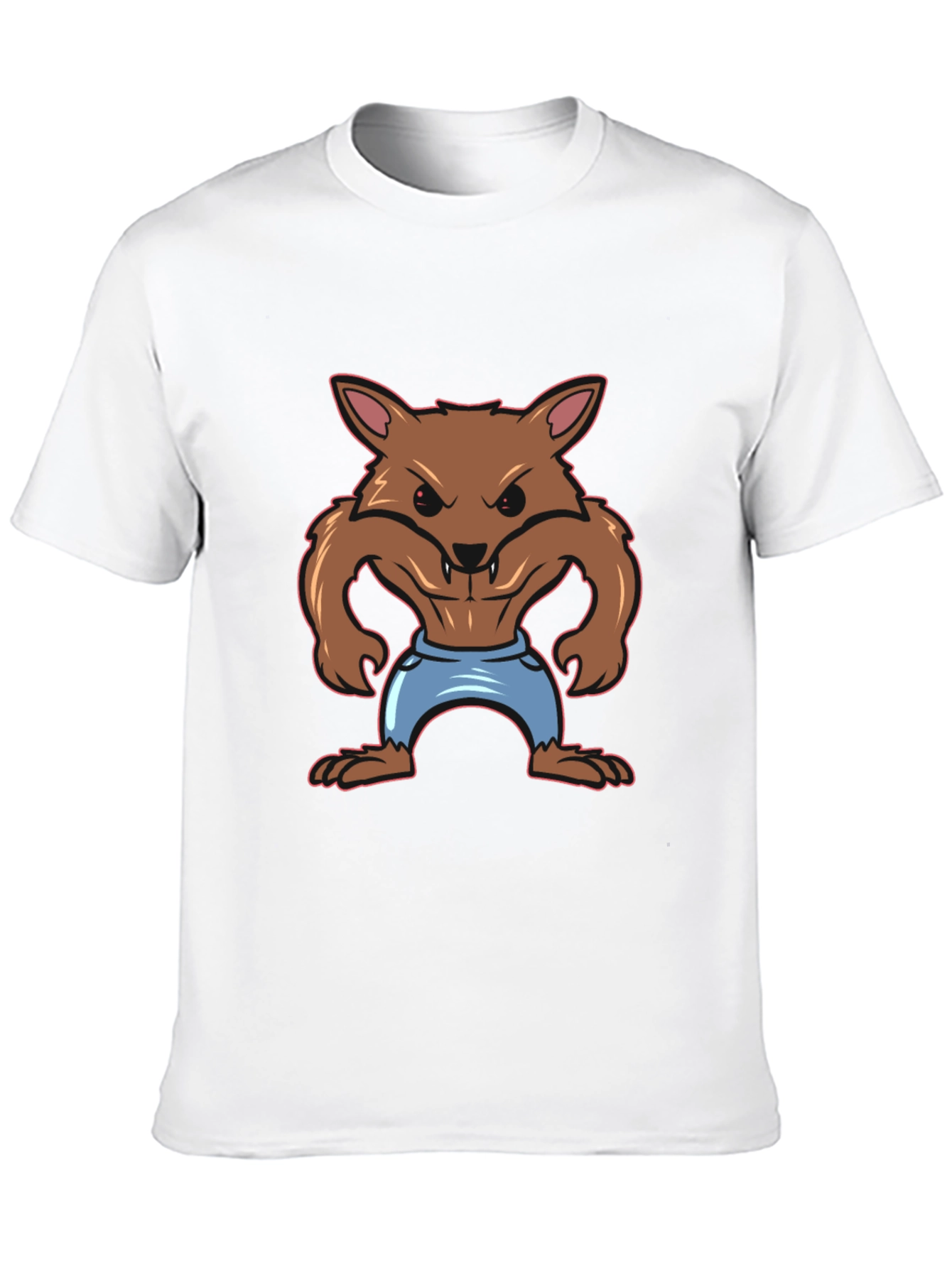 Cartoon Werewolf Graphic Tee - Black T-Shirt