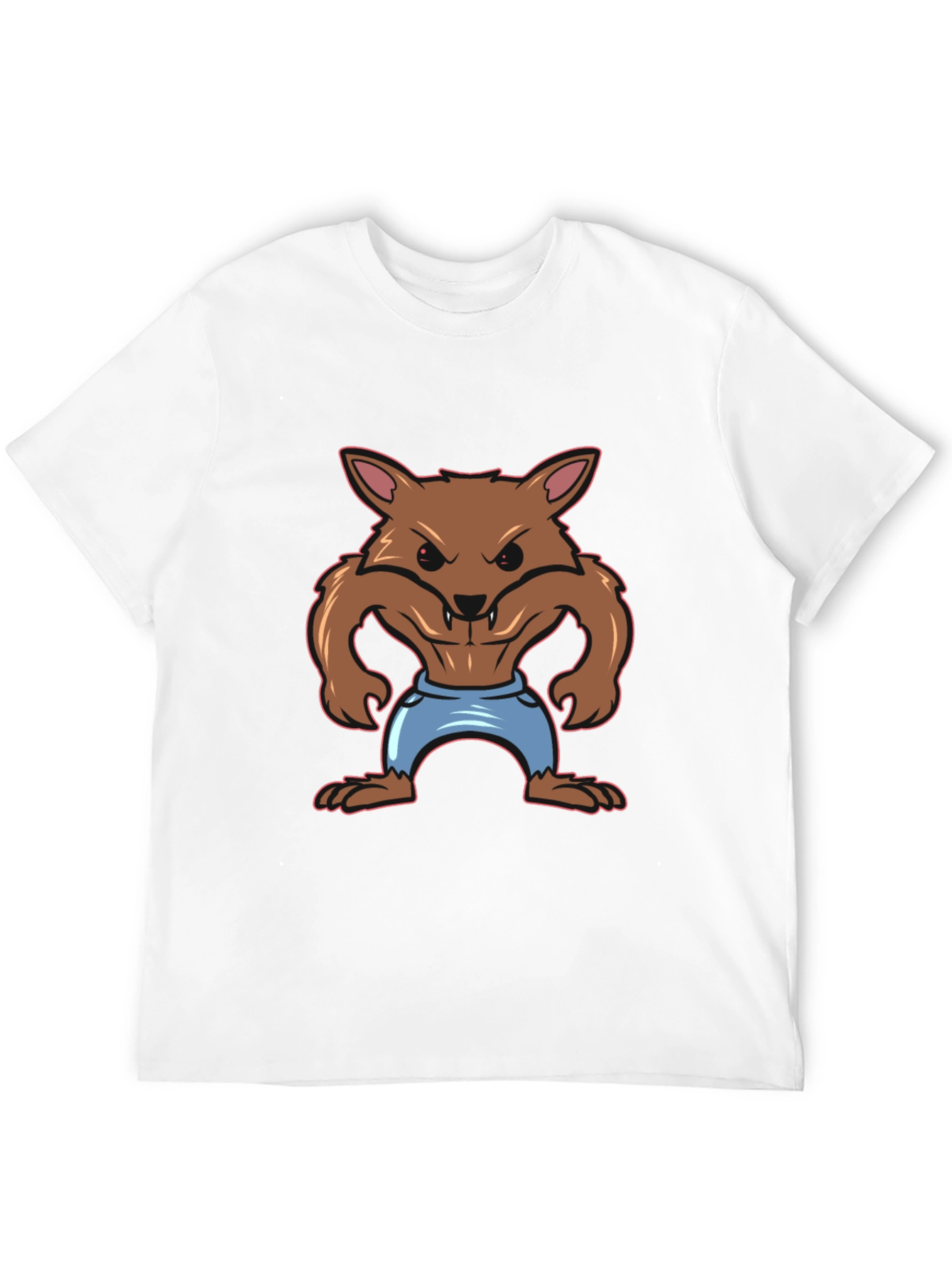 Cartoon Werewolf Graphic Tee - Black T-Shirt