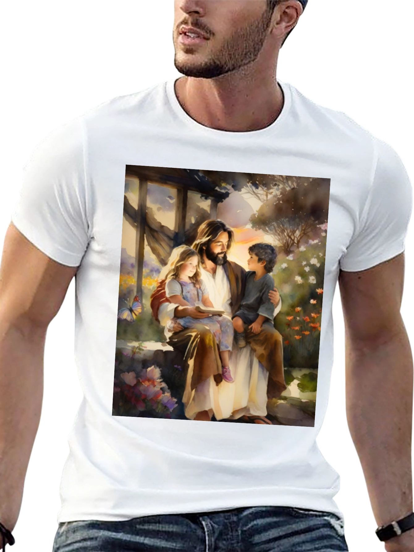 Jesus Reading to Children Graphic Tee