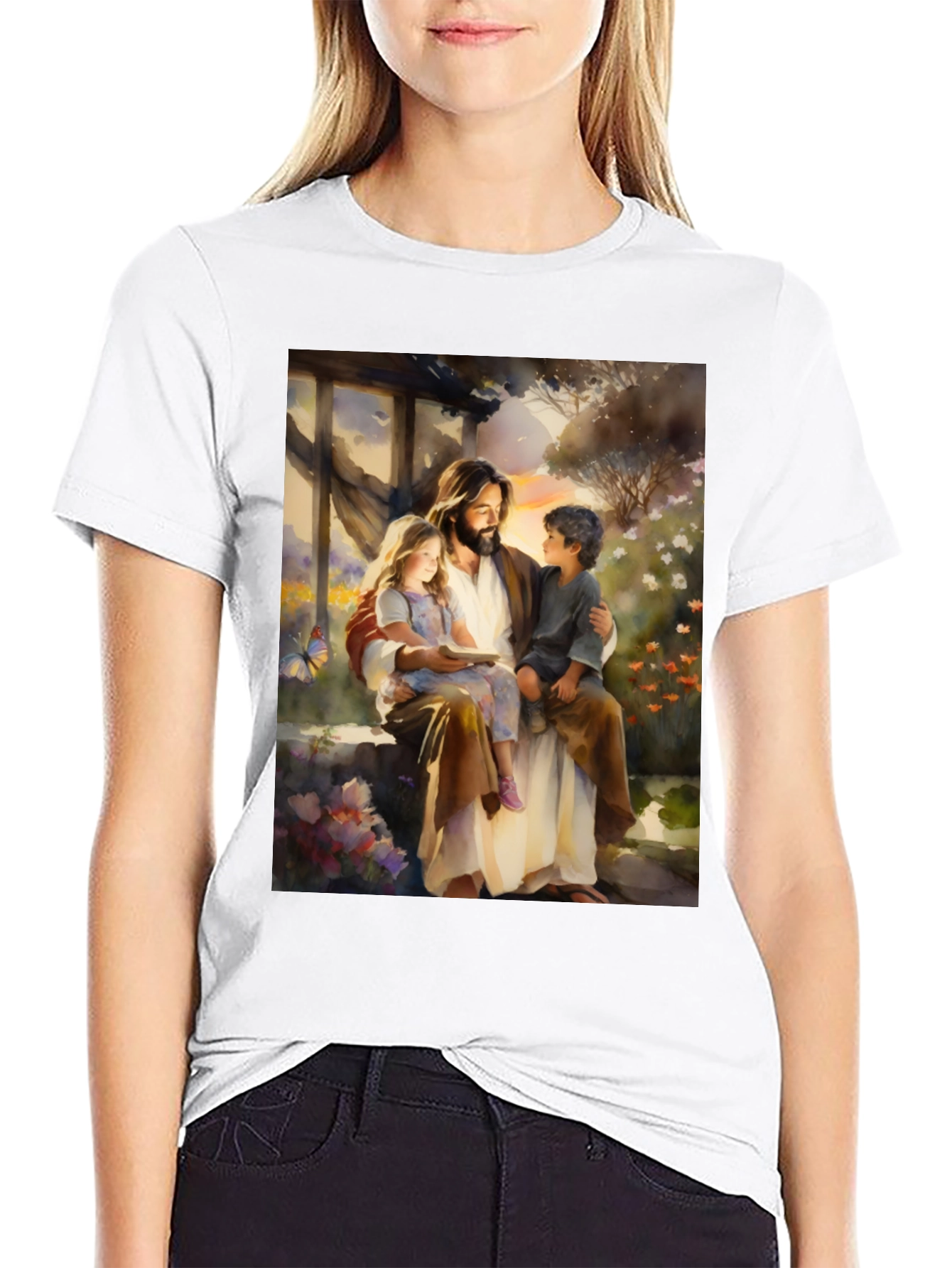 Jesus Reading to Children Graphic Tee
