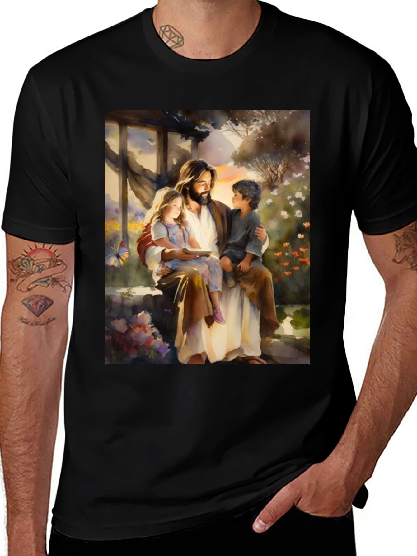 Jesus Reading to Children Graphic Tee