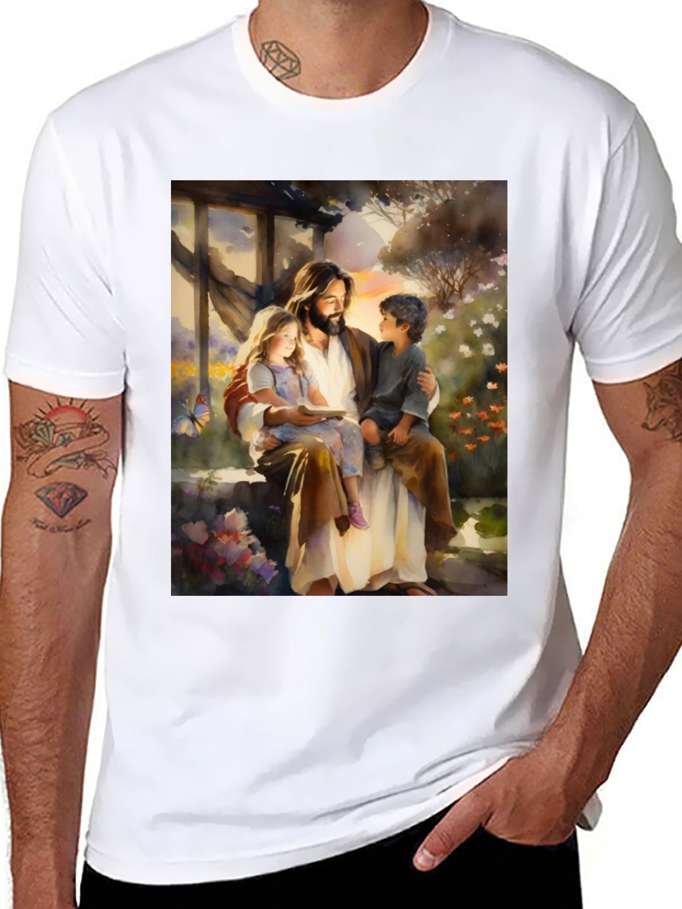 Jesus Reading to Children Graphic Tee