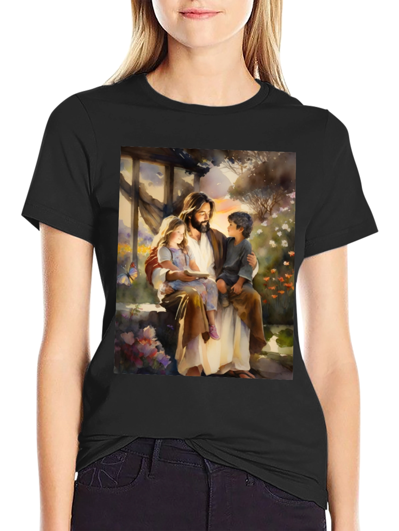 Jesus Reading to Children Graphic Tee