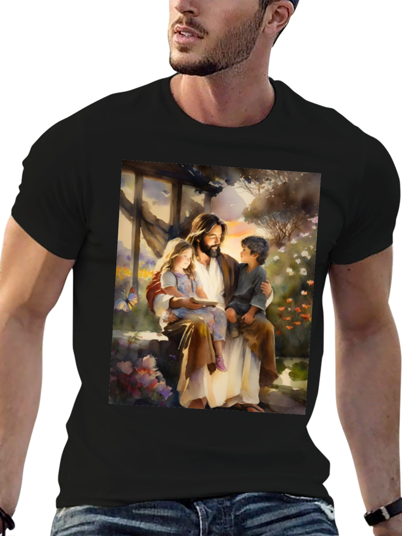 Jesus Reading to Children Graphic Tee