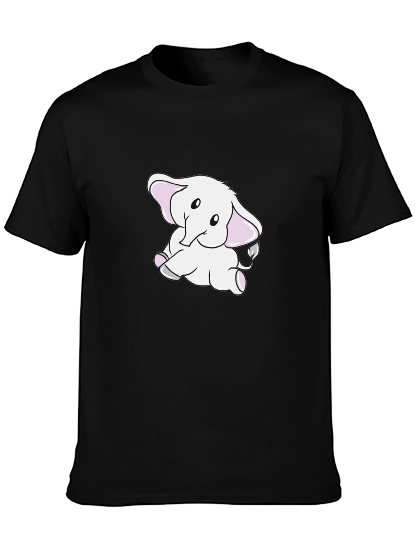 Cute Elephant Graphic Black T-Shirt