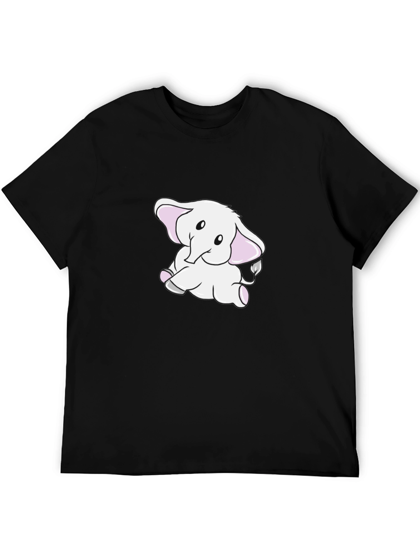 Cute Elephant Graphic Black T-Shirt